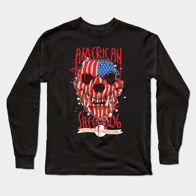 American Sheepdog Skull Long Sleeve T-Shirt by DesignedByFreaks